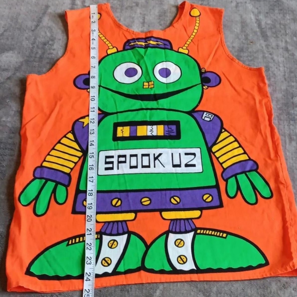 Cute 70s 80s Vintage Orange Robot Kids Halloween Costume With Treat Sack Spookuz - Picture 5 of 9